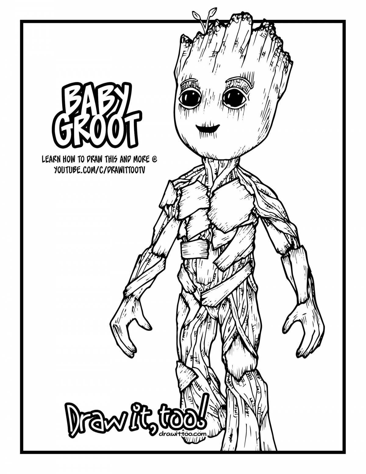Colorful groot coloring from marvel