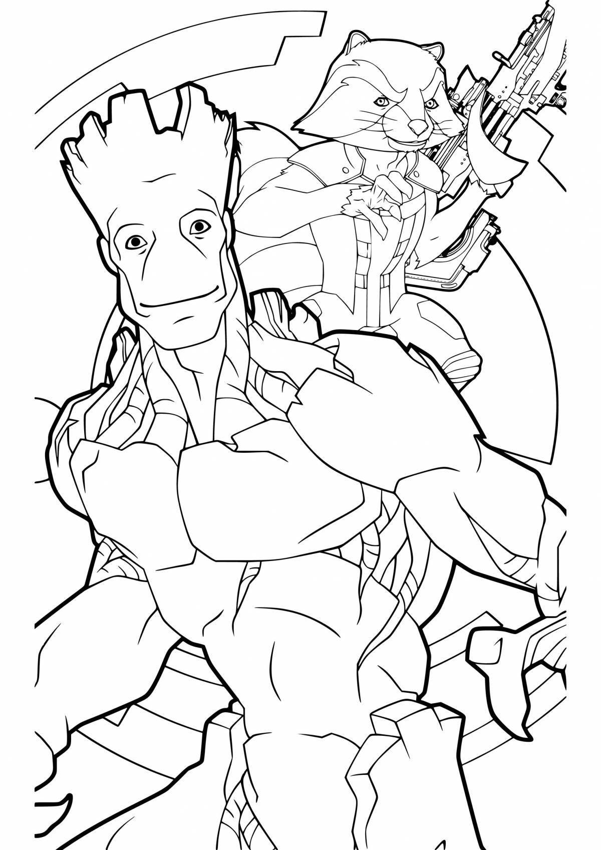 Radiant coloring page groot from marvel
