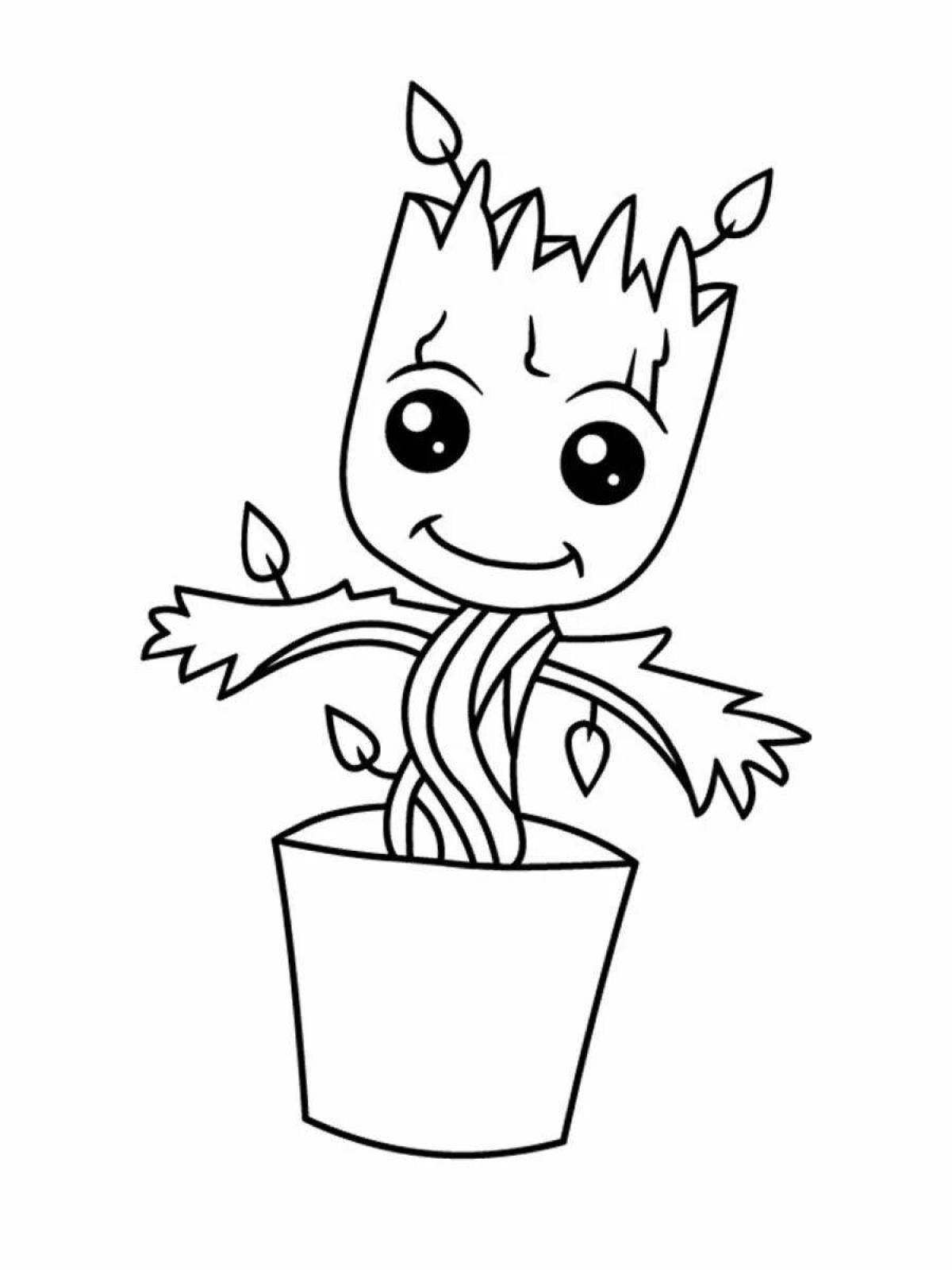 Cute coloring groot from marvel
