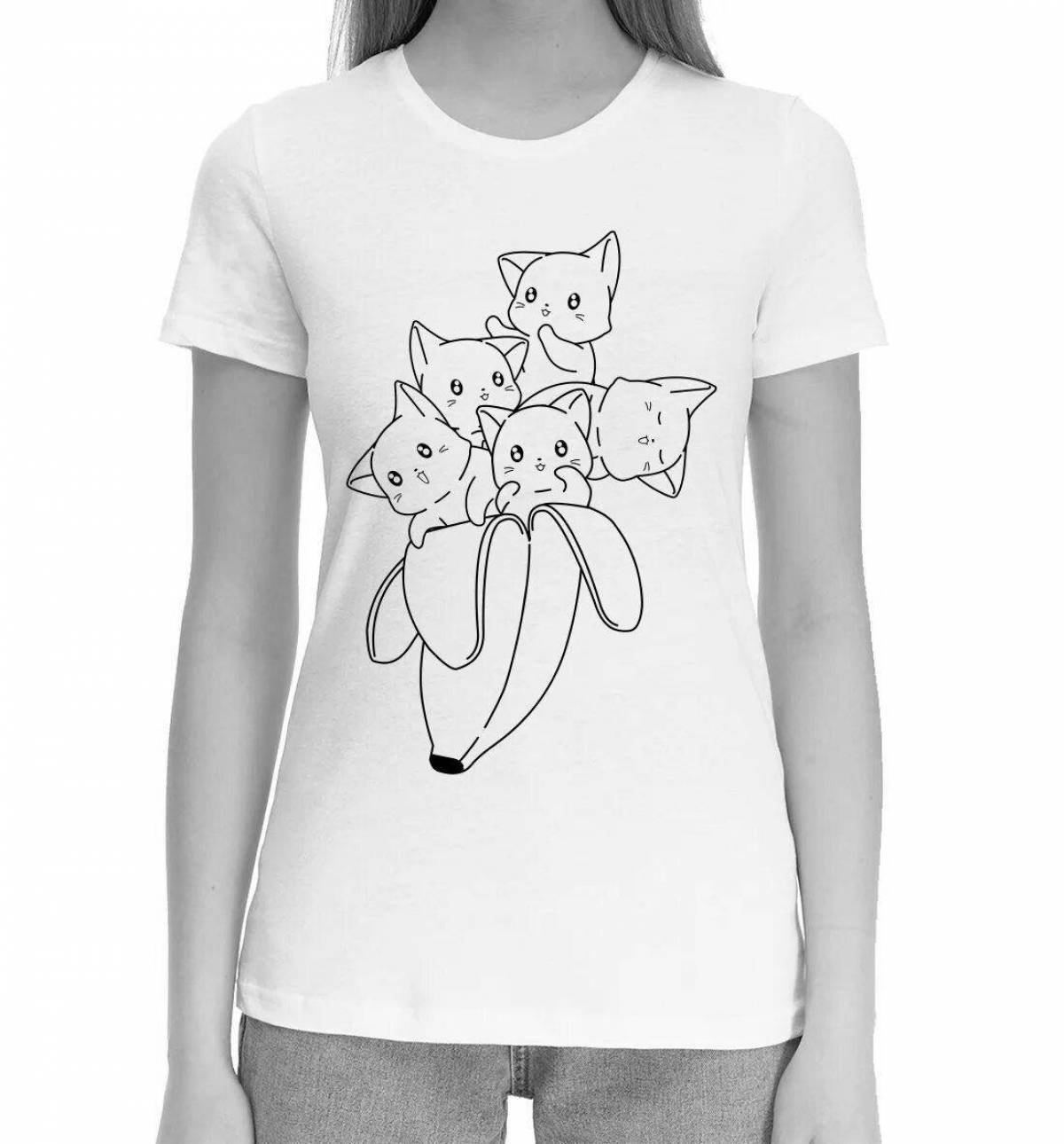 Раскраска футболка с милым котенком
