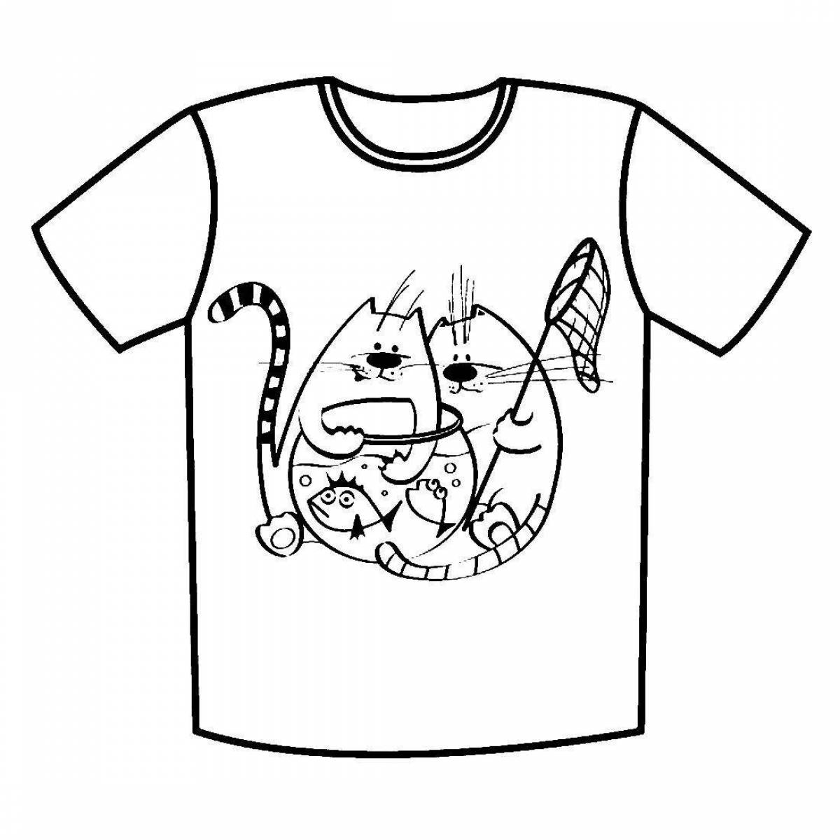 Coloring t-shirt happy kitten