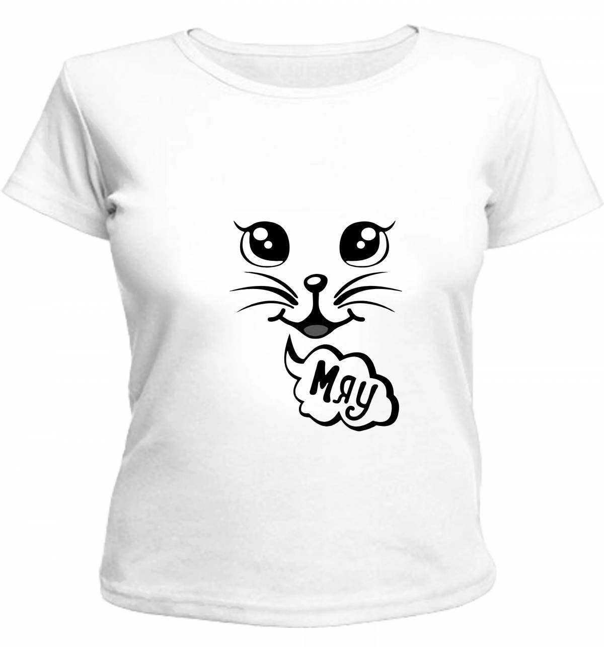 Раскраска футболка с буйным котенком