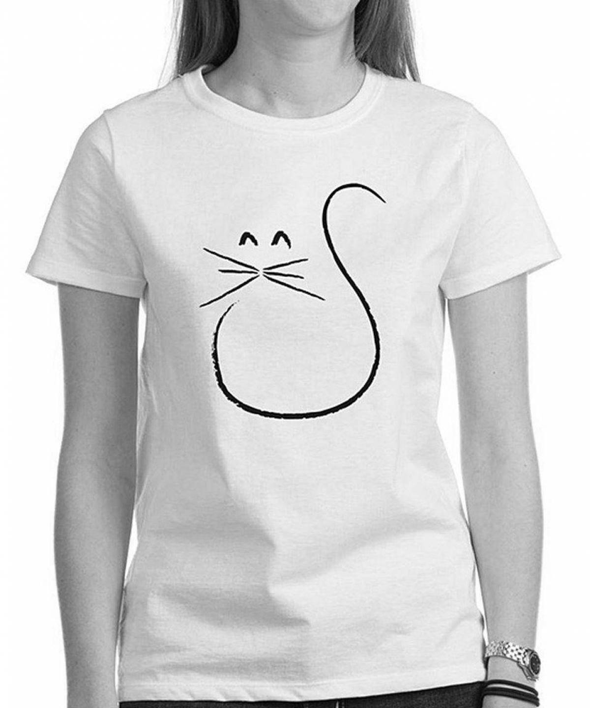 Раскраска футболка с сверкающим котенком