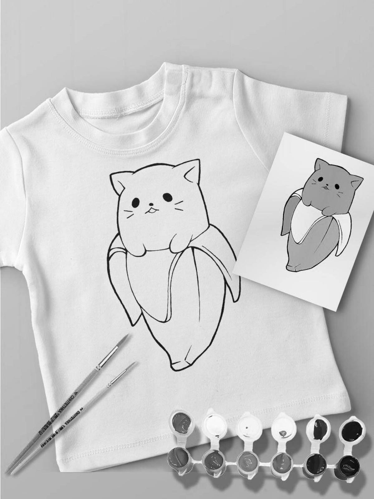Раскраска футболка «солнечный котенок»