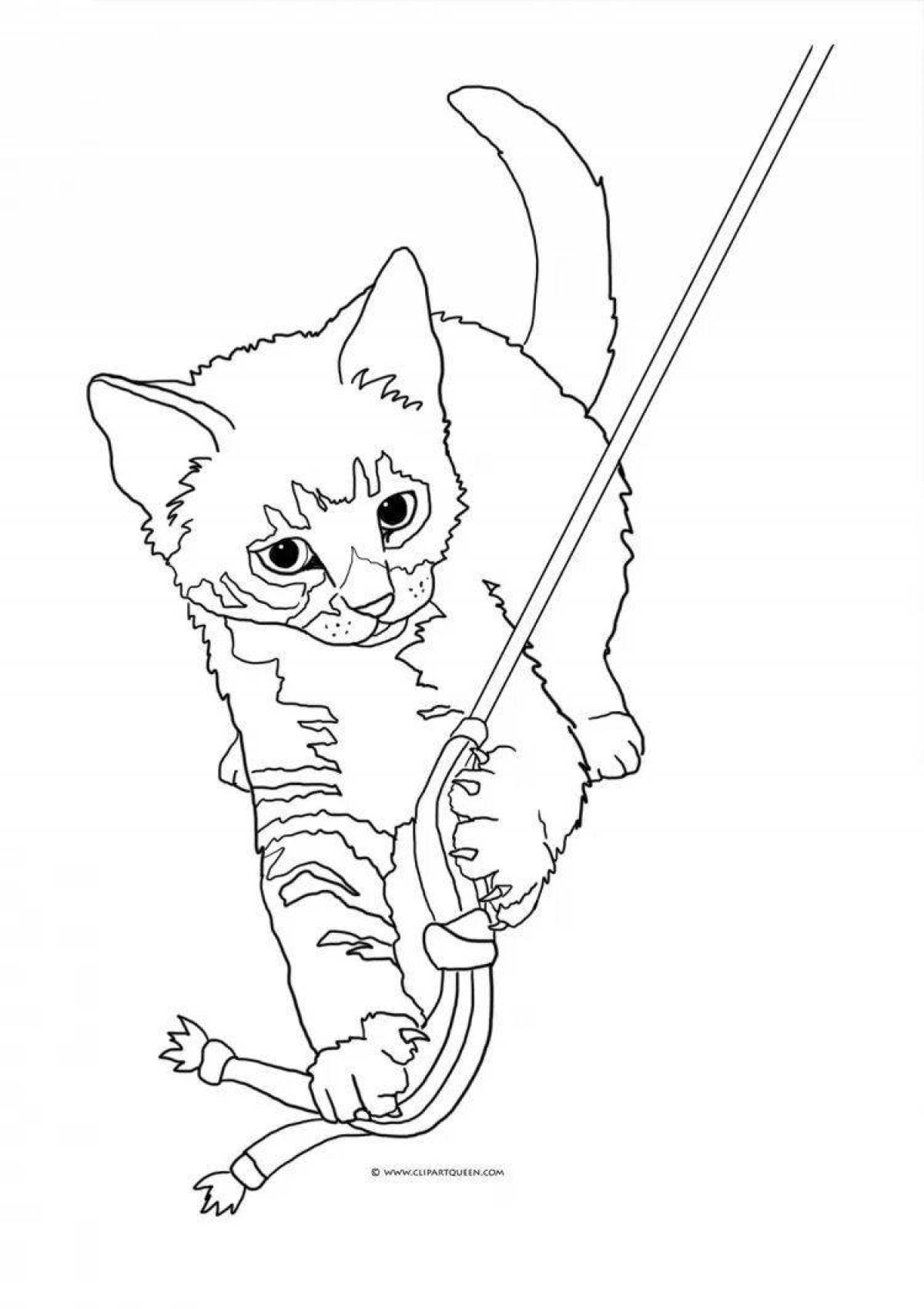 Раскраска смелый котенок мерч