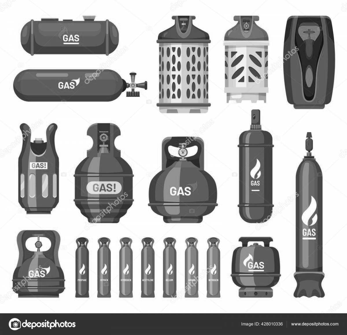 Coloring page dazzling gas cylinders