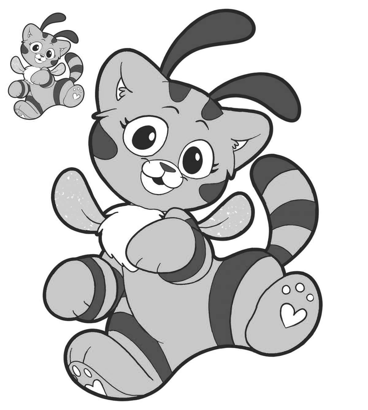 Adorable cat and bee coloring page