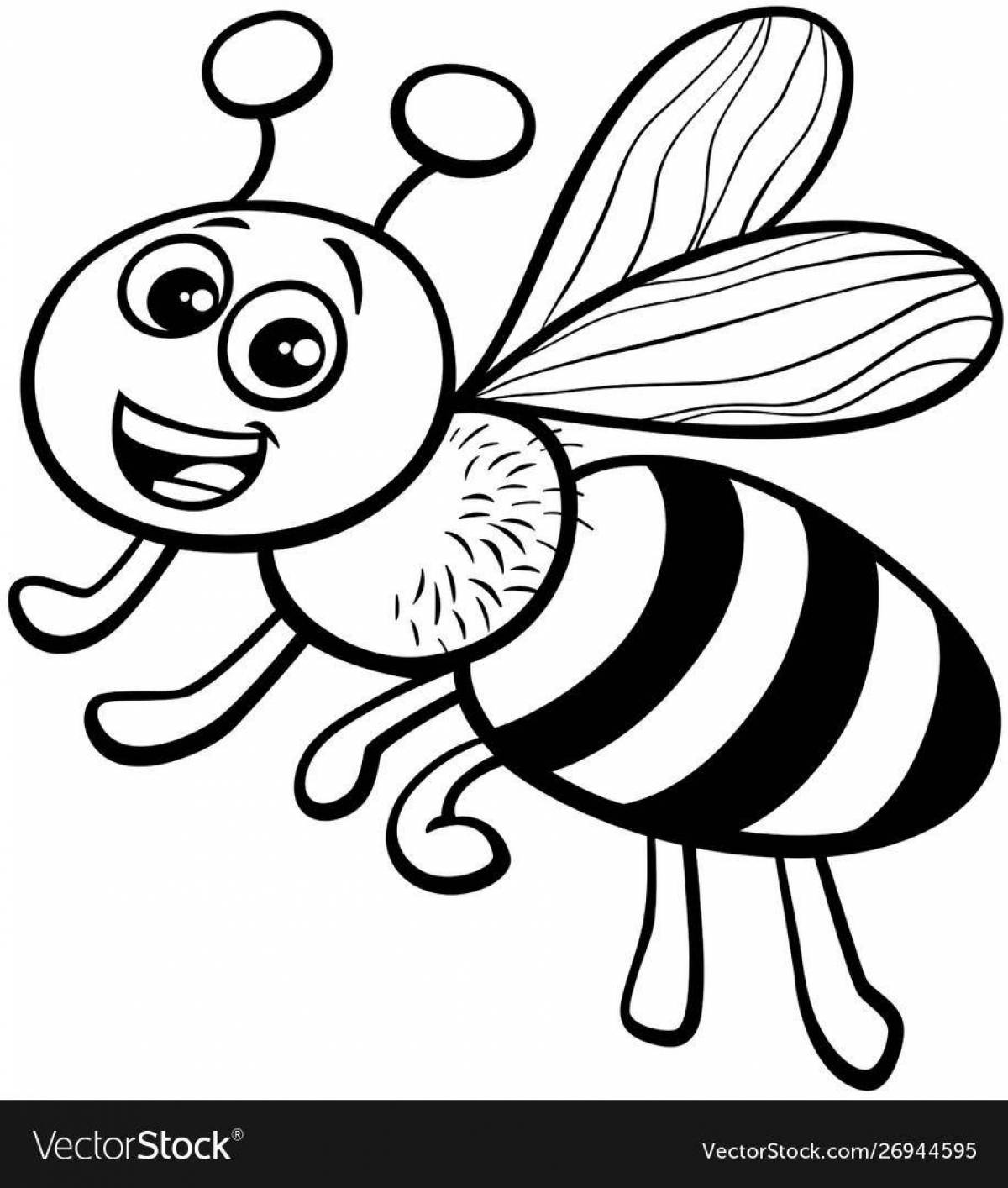 Coloring book funny cat and bee