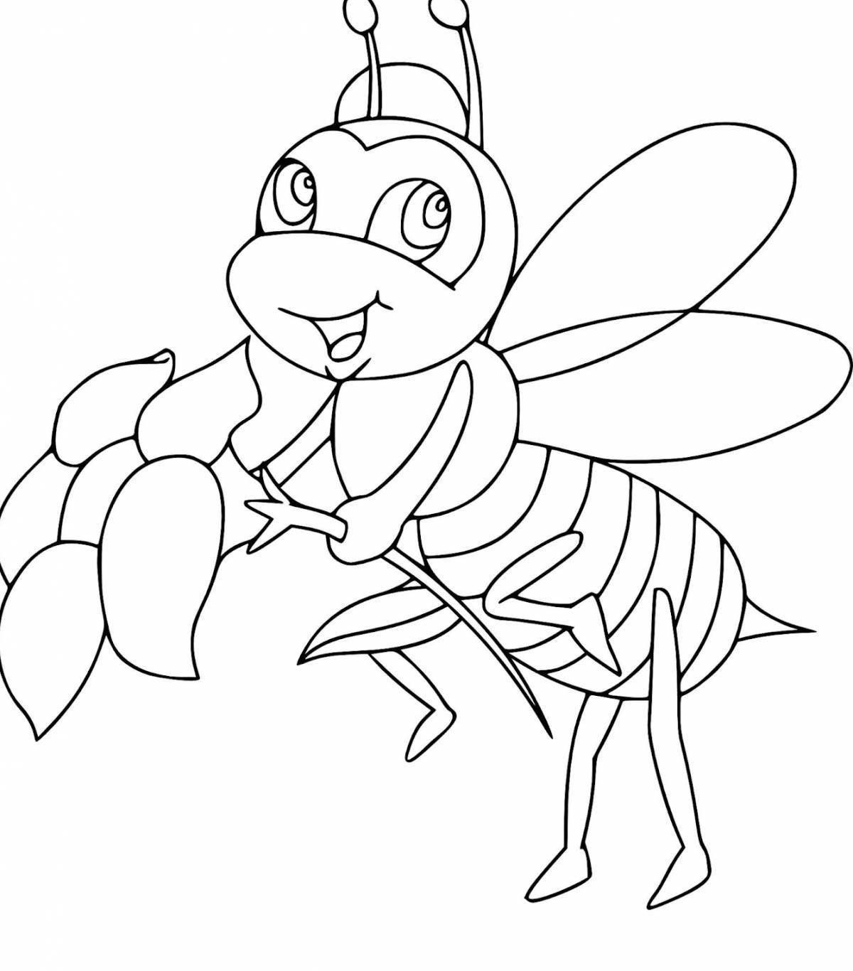 Coloring book bright cat and bee