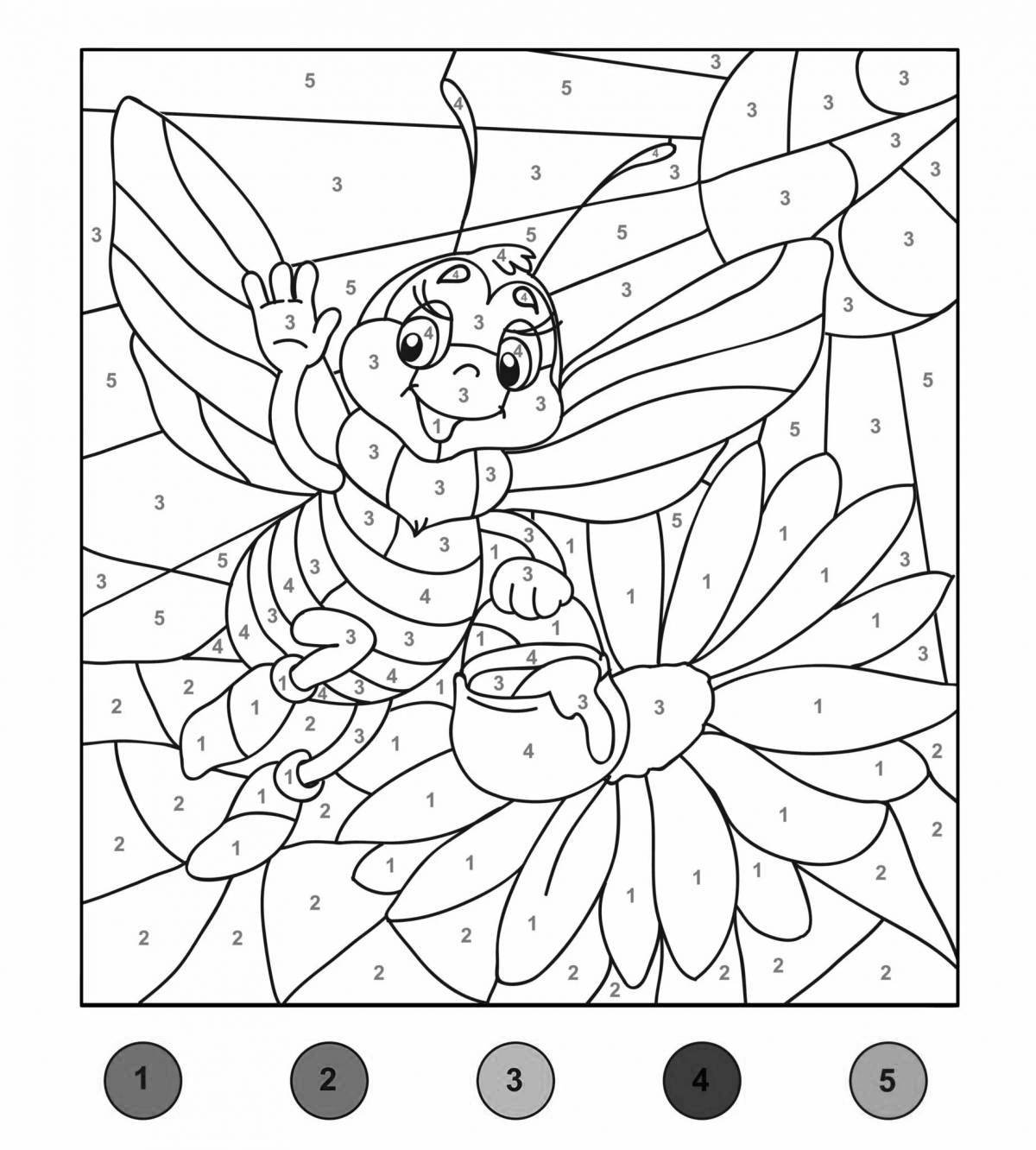 Coloring page sweet cat and bee