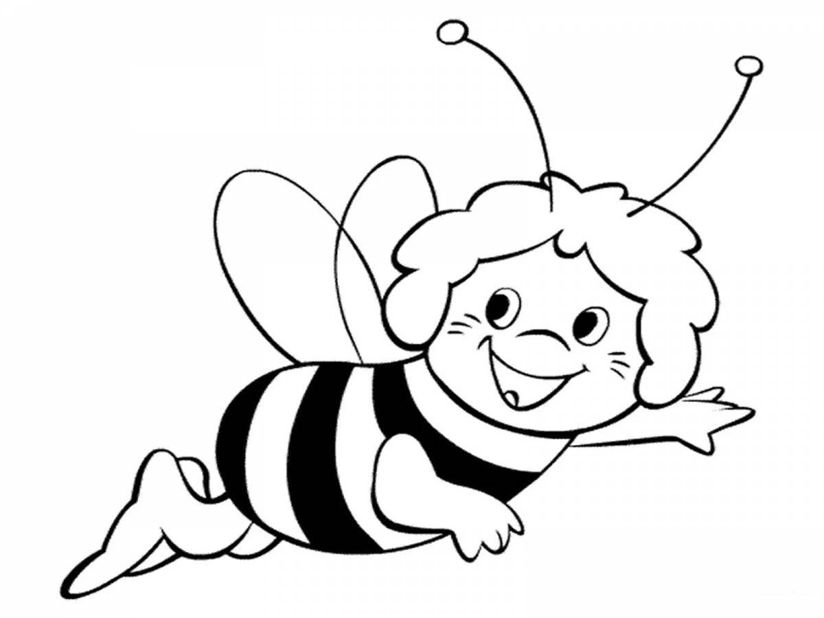 Funny cat and bee coloring book
