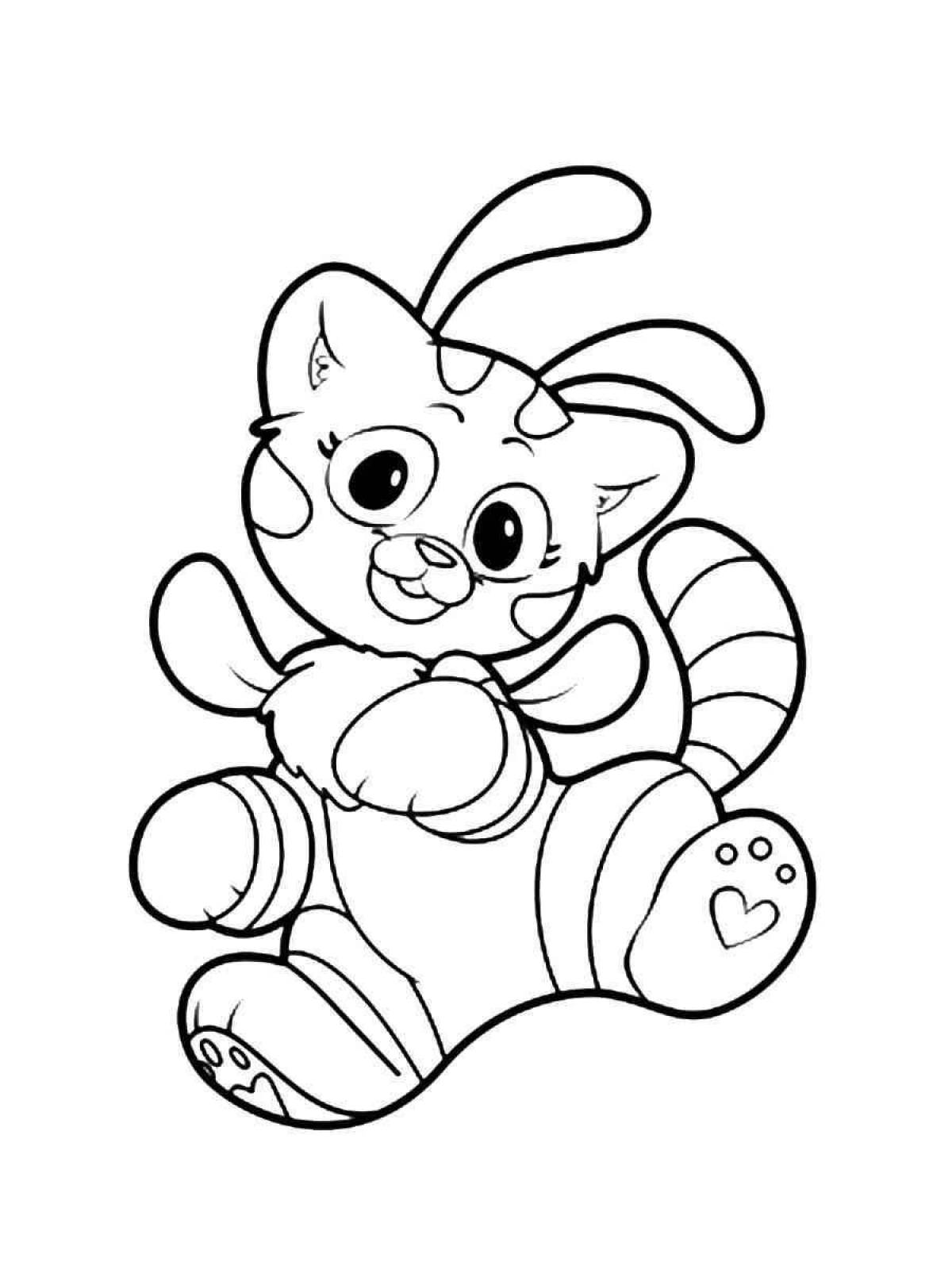 Coloring book shiny cat and bee
