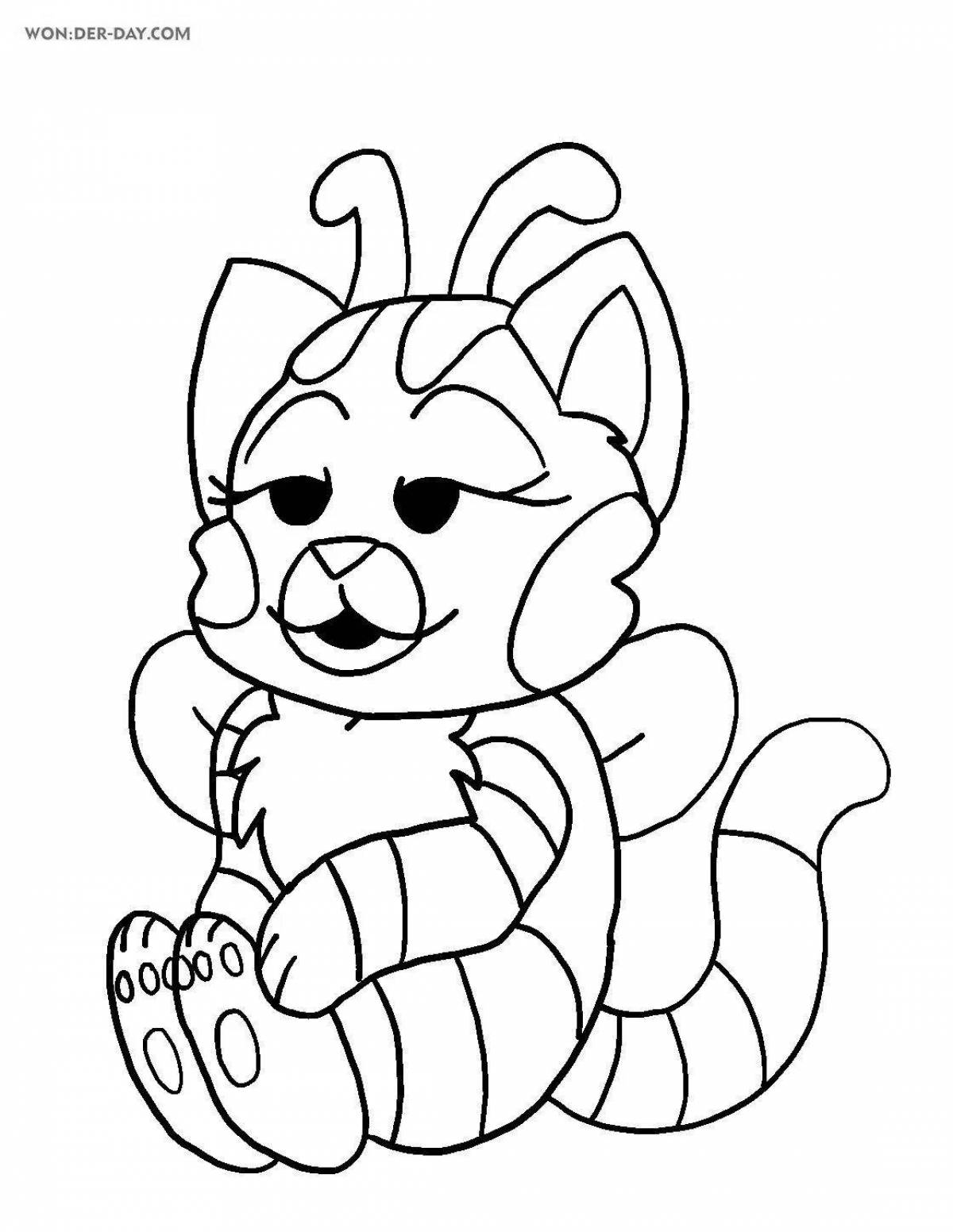 Coloring page dazzling cat and bee
