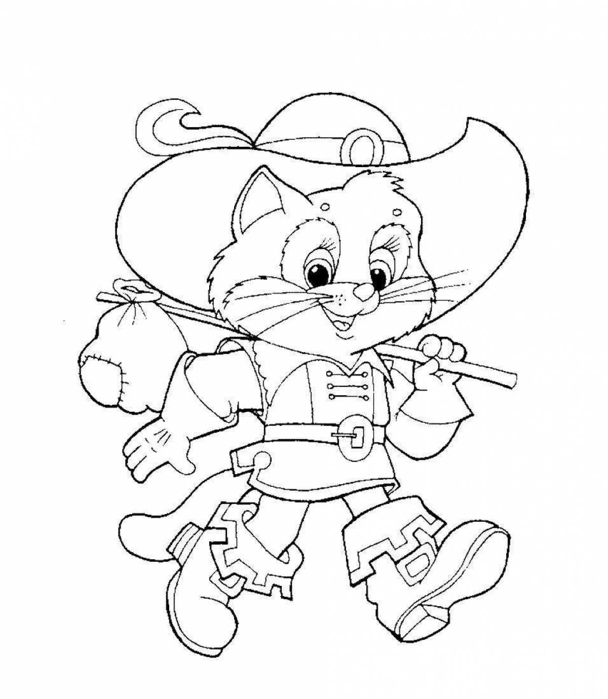 Кот в сапогах раскраска