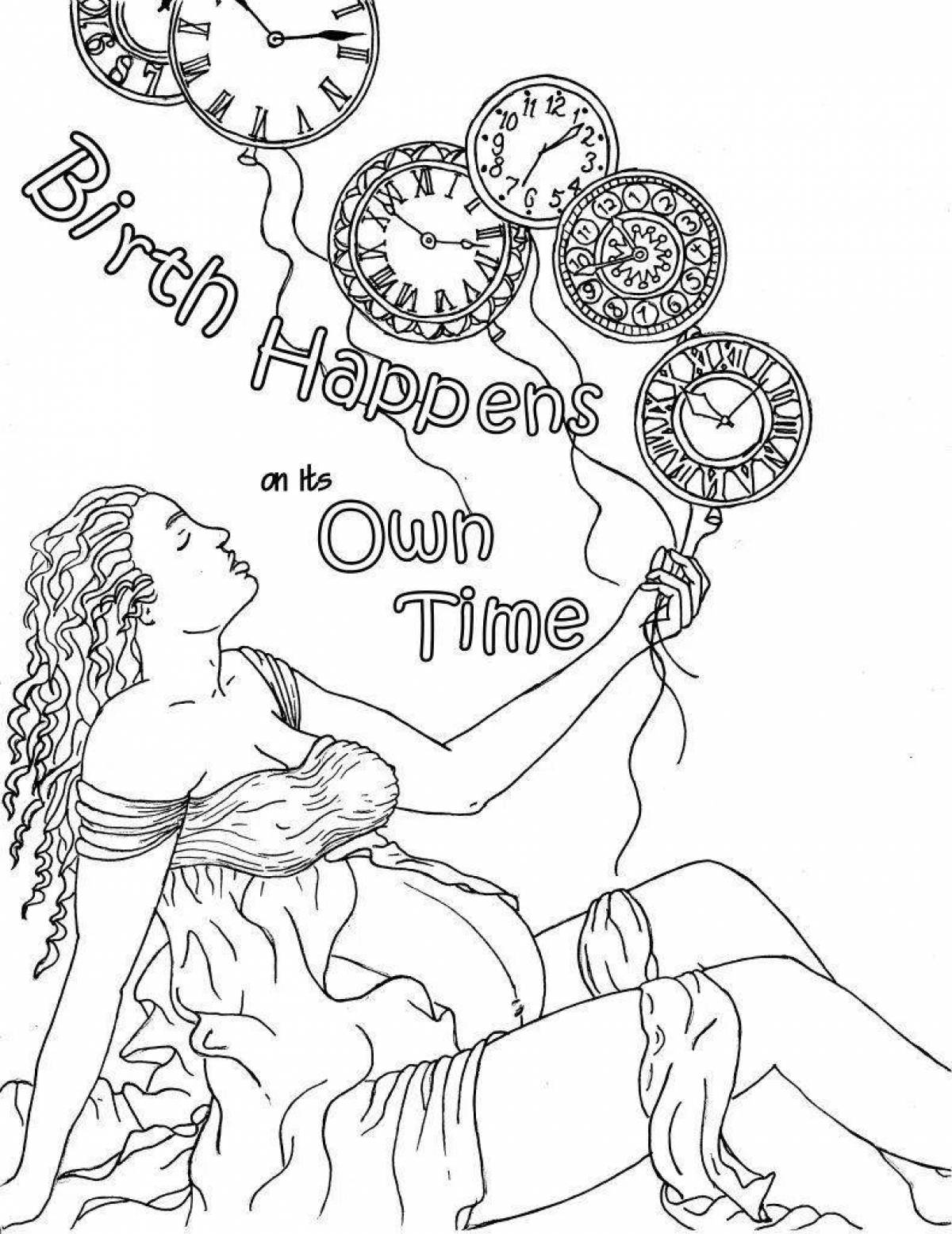 Glowing pregnancy coloring page