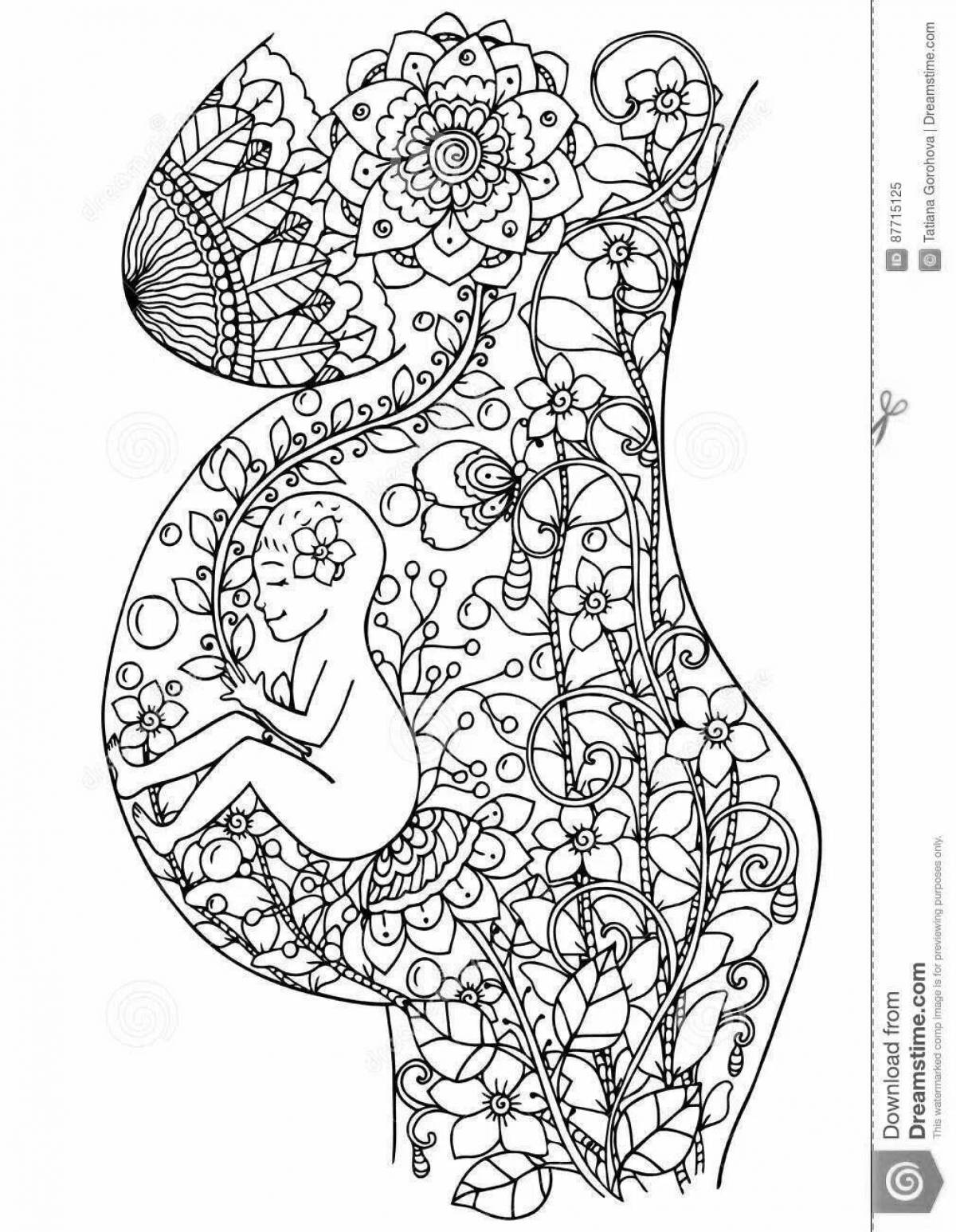 Оживление страницы раскраски беременности