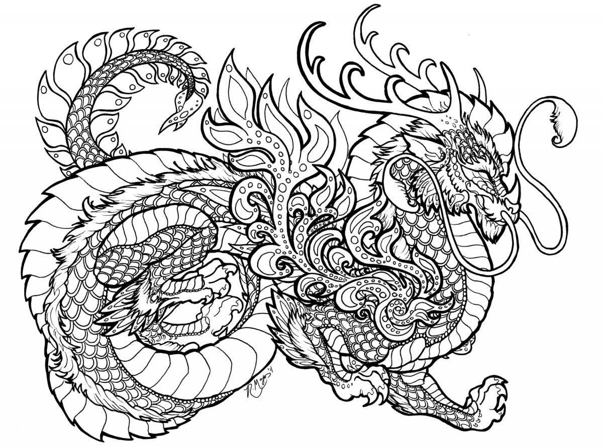 Beautiful coloring anti-stress dragons