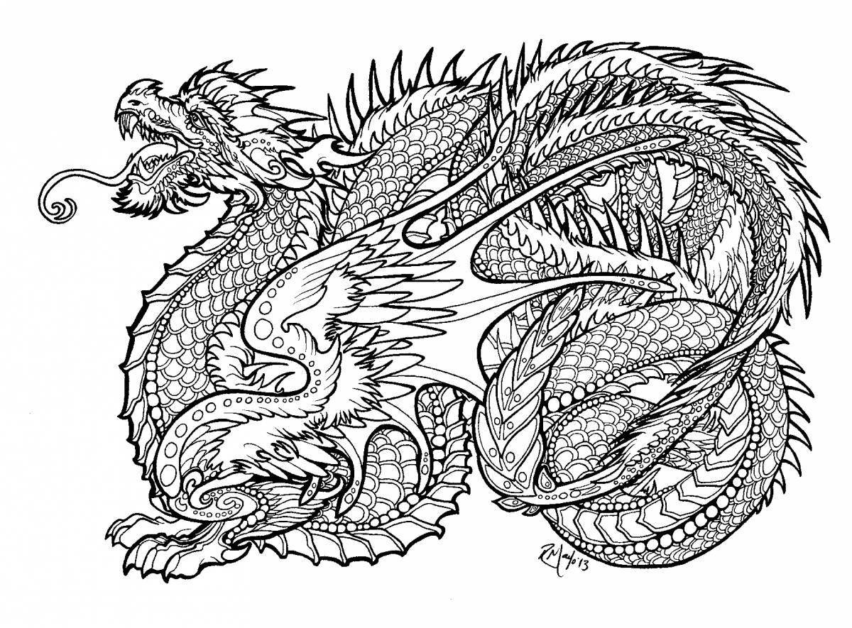 Impressive coloring anti-stress dragons