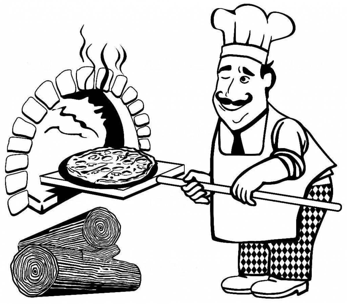 Coloring page fragrant baker baking bread