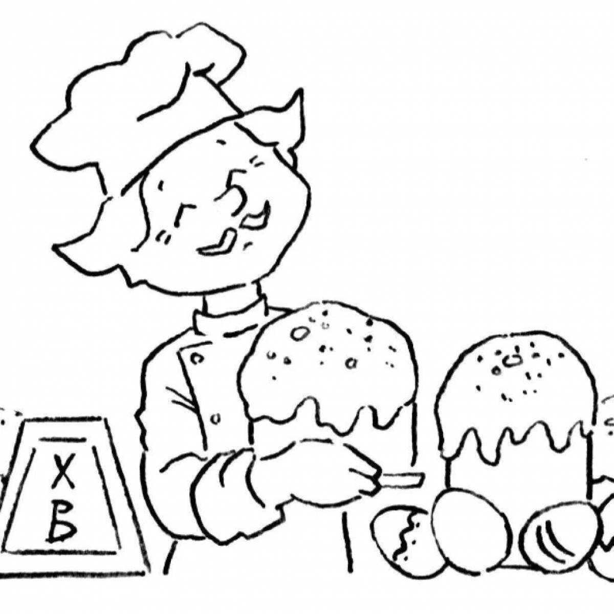 Соблазнительный пекарь, выпекающий хлеб, раскраски