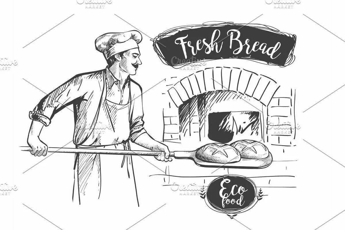 Coloring book irresistible baker bakes bread