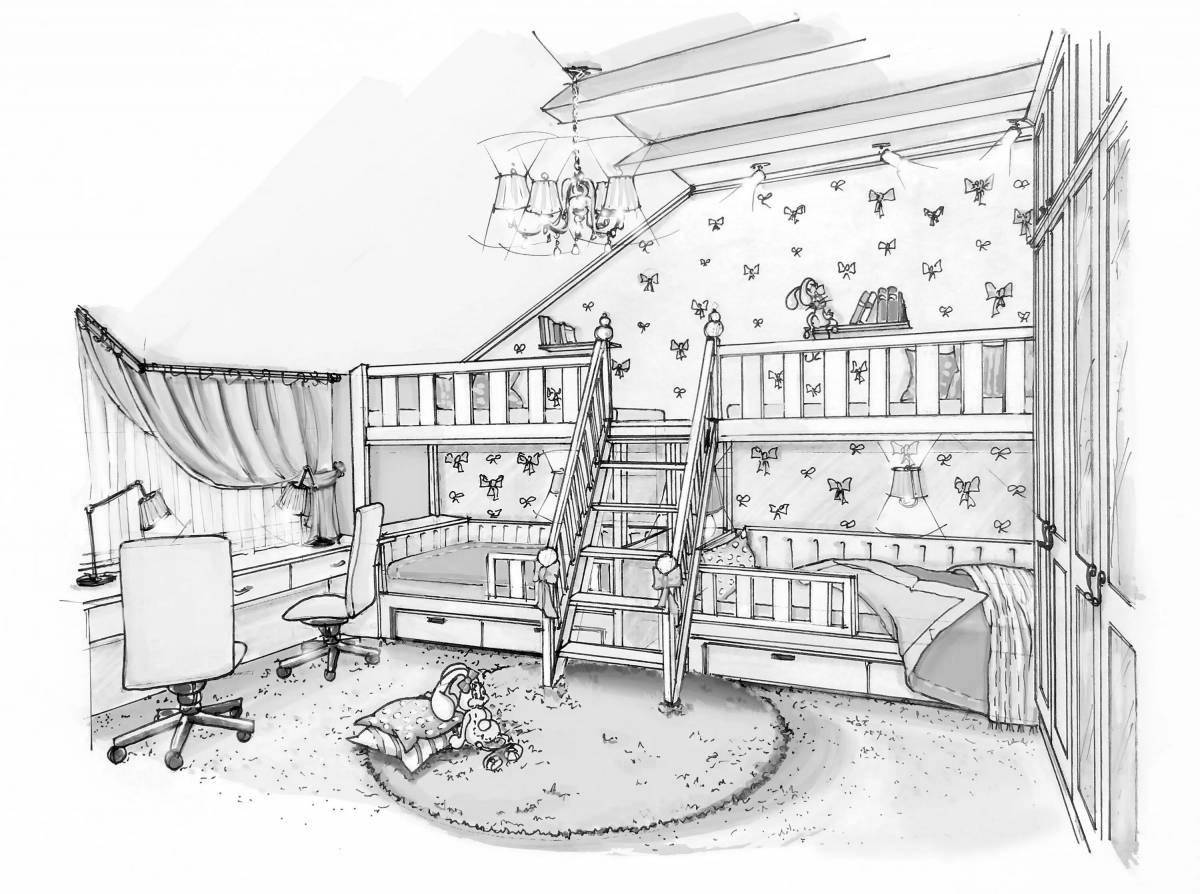 Attractive housing coloring page for kids
