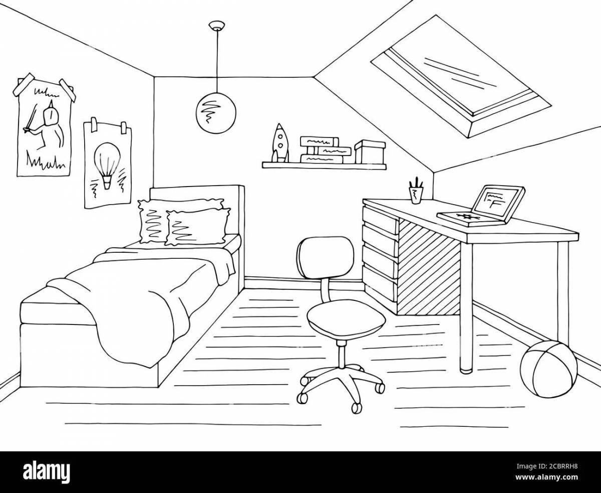 Color-mania housing coloring page for babies