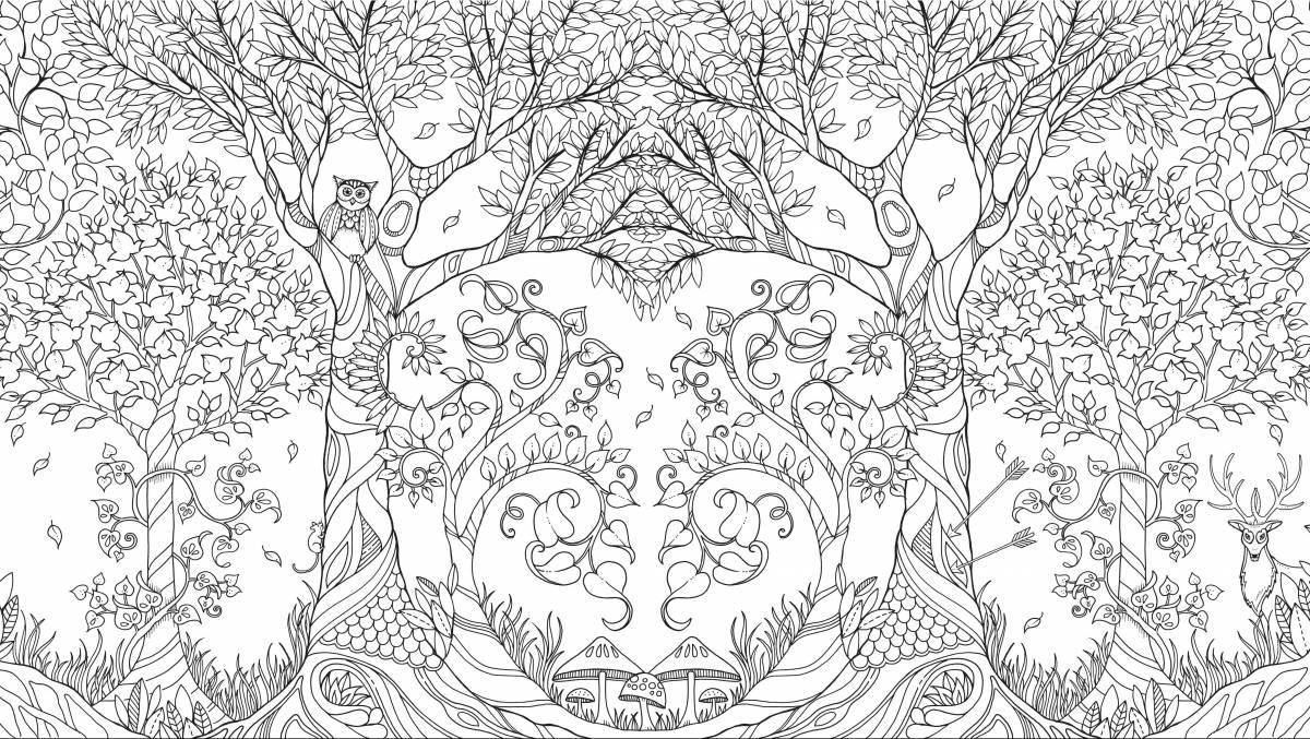 Coloring book shining forest