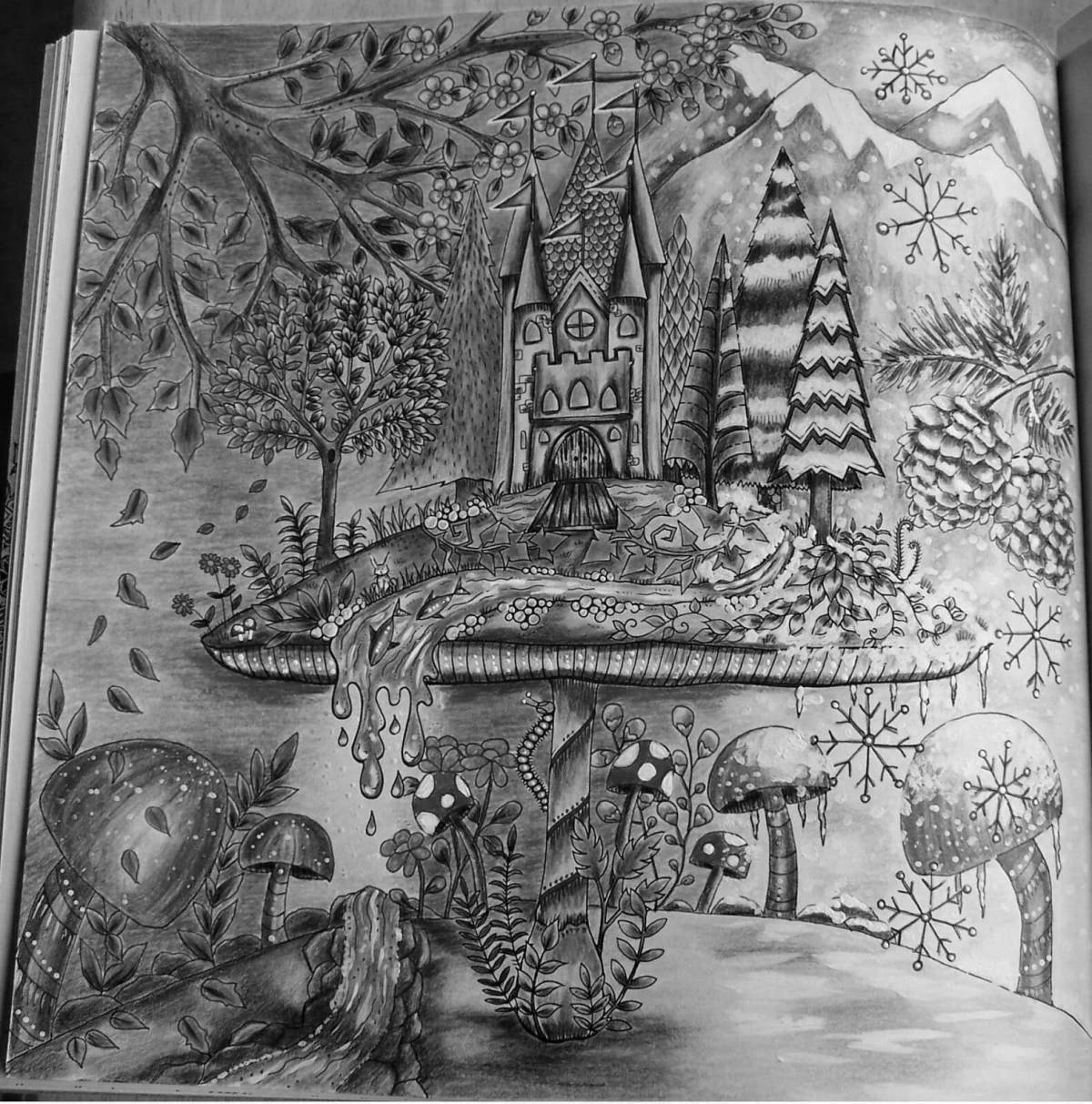 Photo Glitter forest coloring book