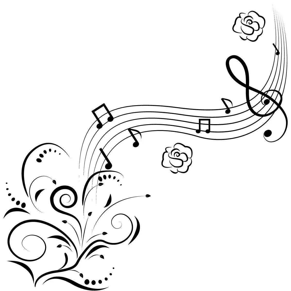 Анимированная страница раскраски музыкальных нот