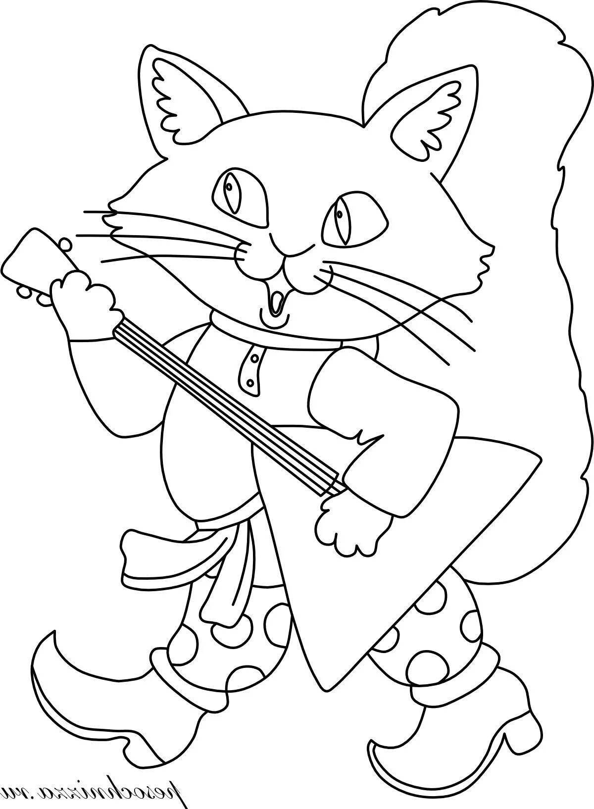 Блаженная раскраска сказочный кот