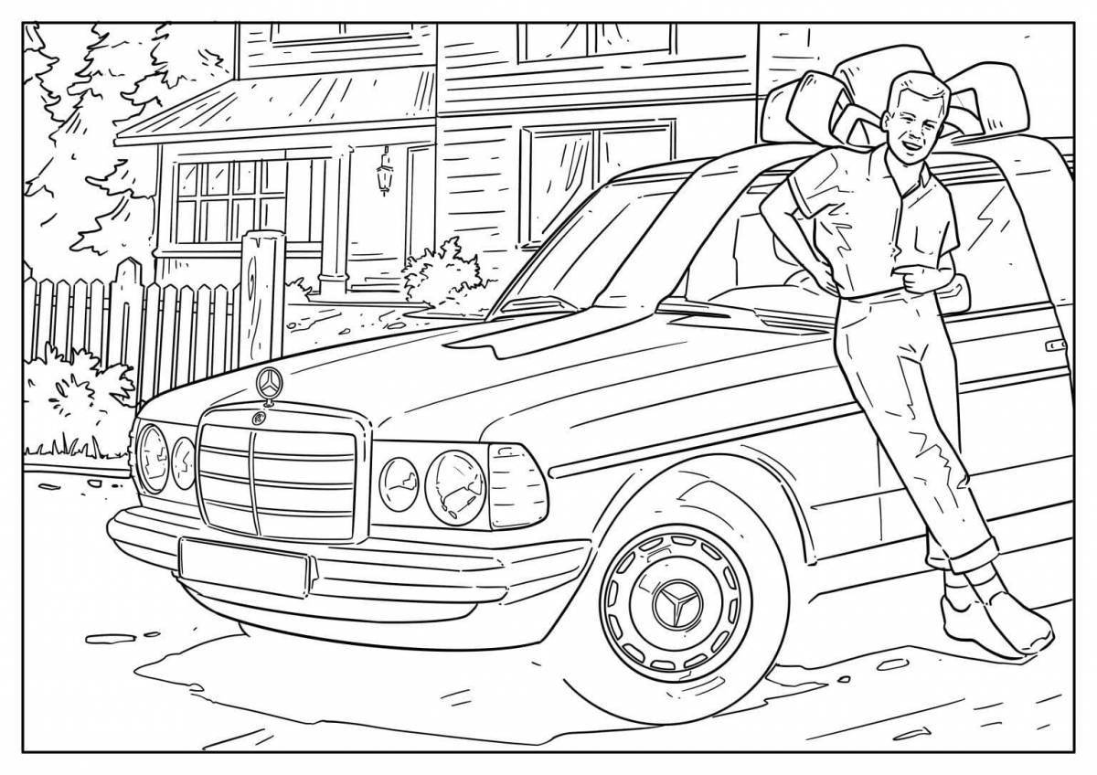 Shiny city cars coloring book