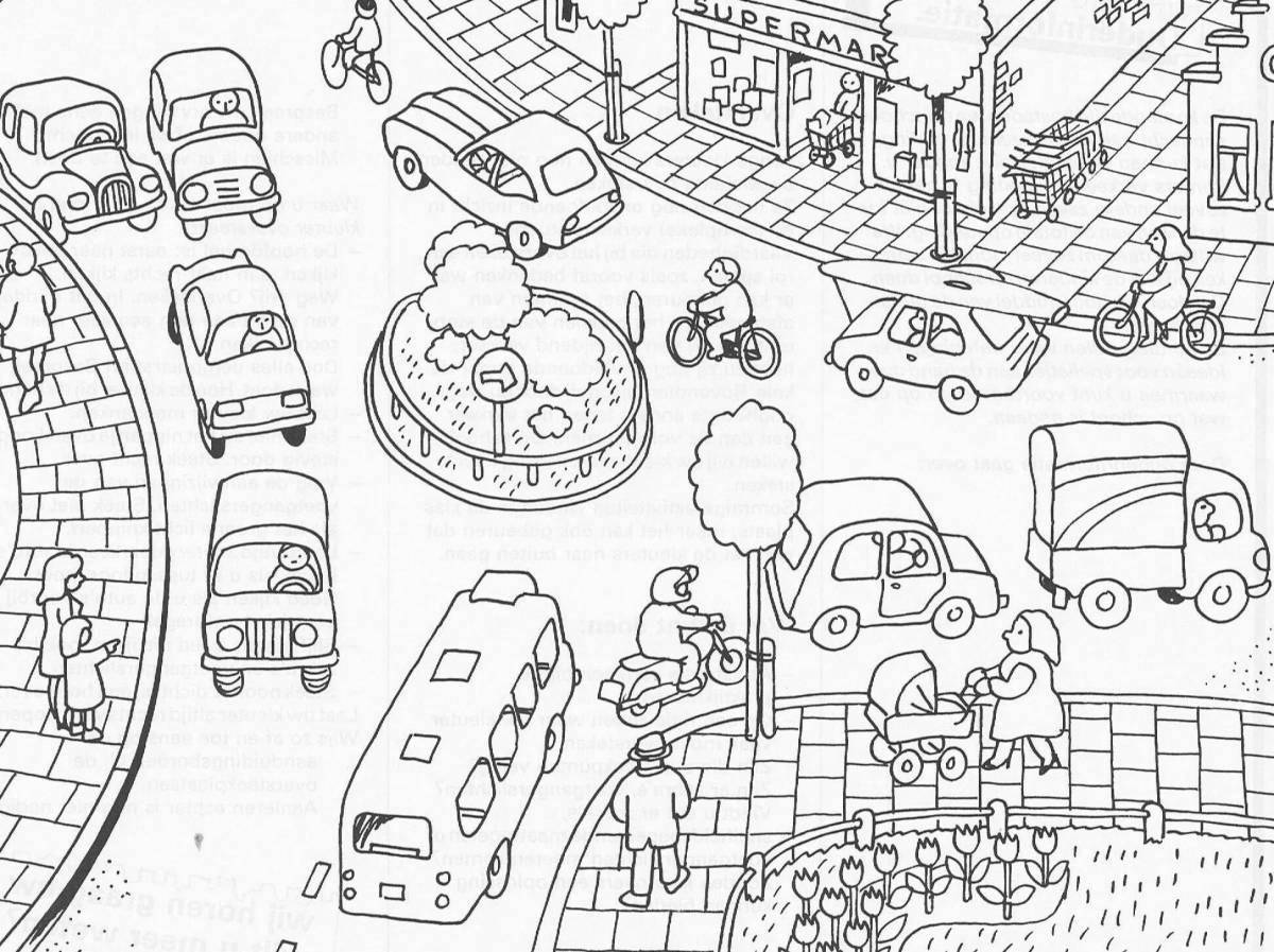 Grand Street Cars Coloring Page