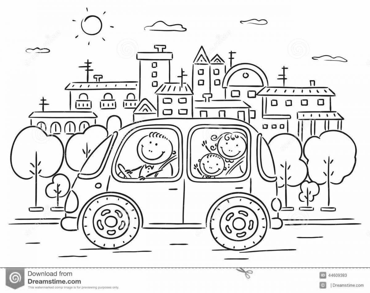 Coloring page nice city street cars