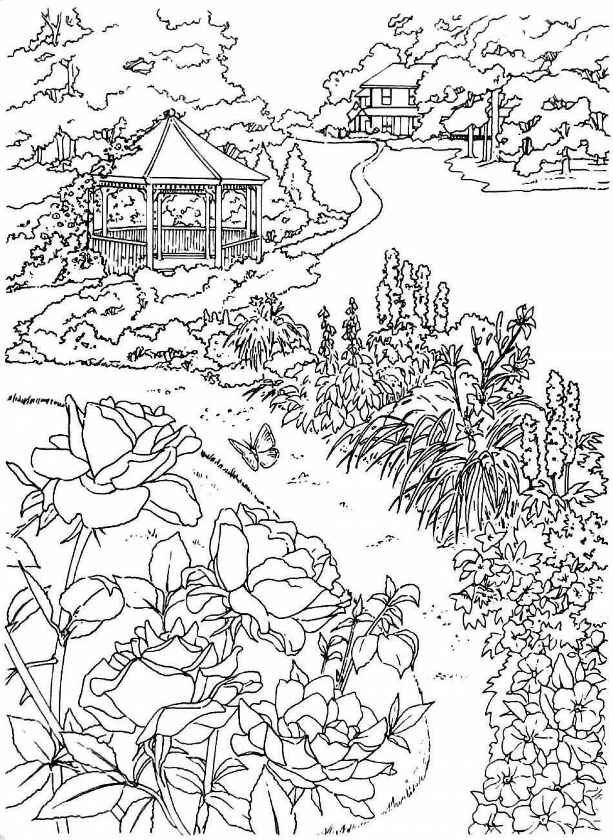Adorable landscape coloring book for adults