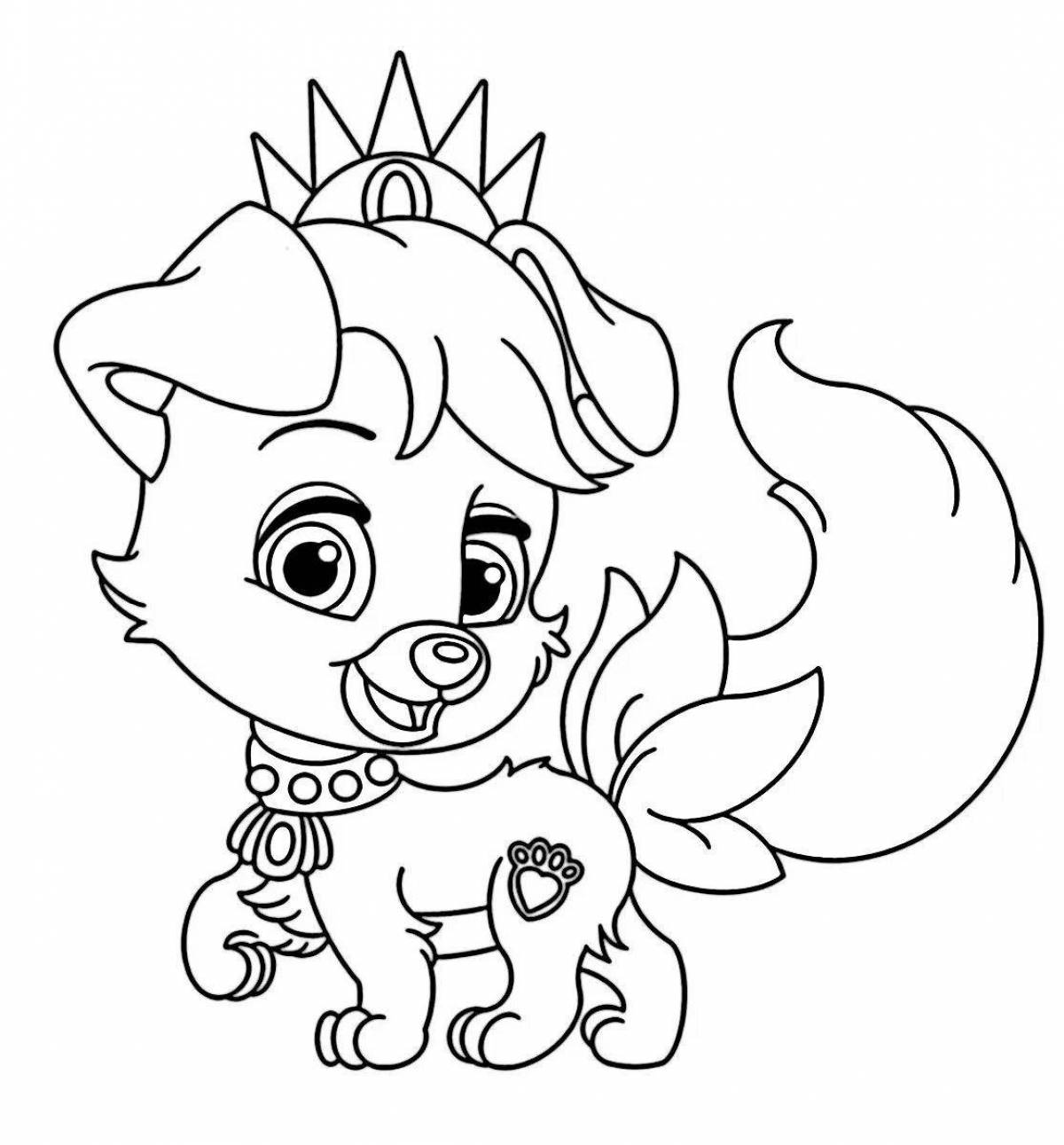 Live coloring princess with a dog