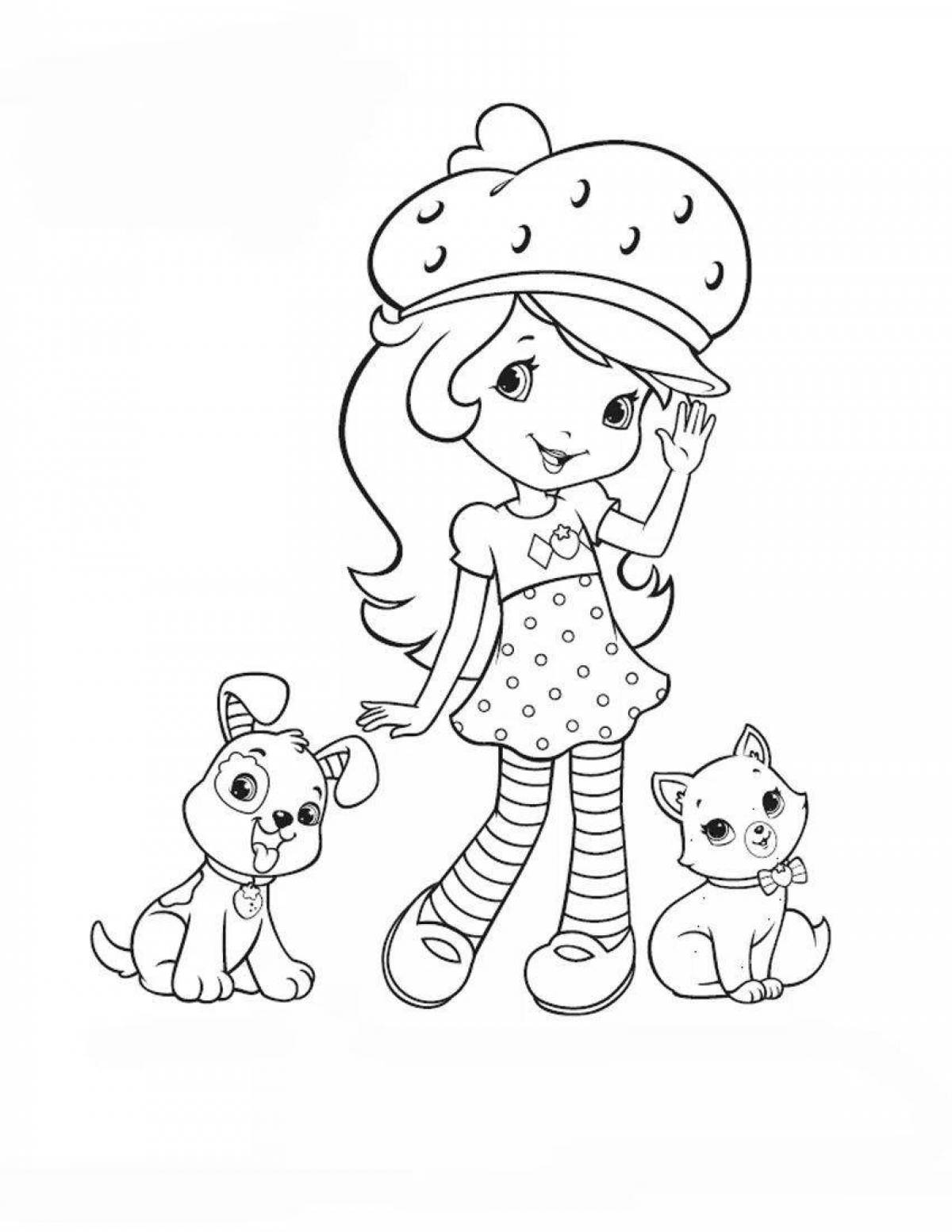 Princess and dog glitter coloring