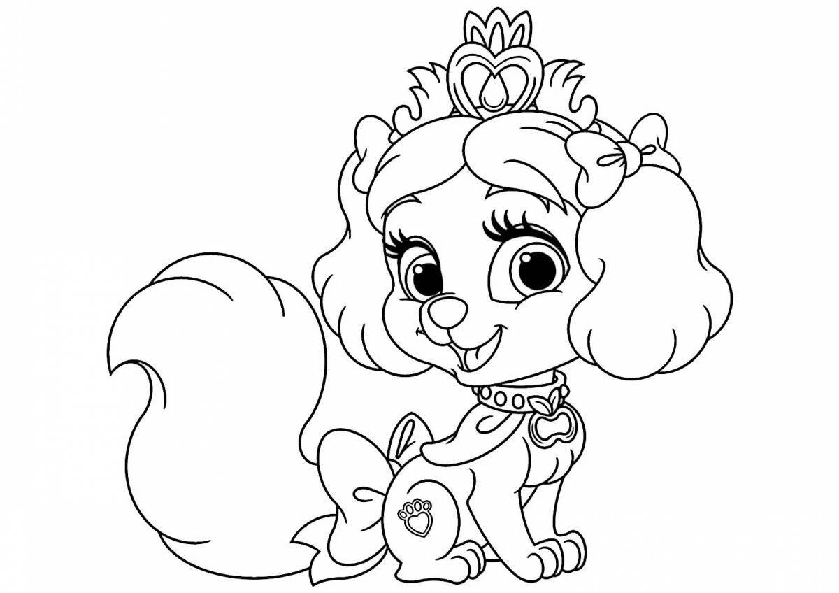 Sparkling coloring princess with a dog