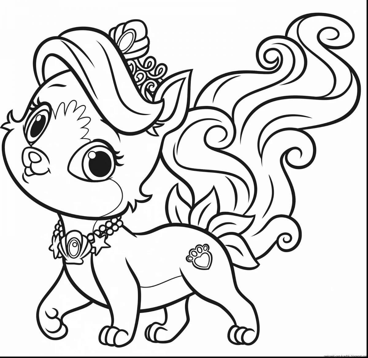 Fun coloring princess with a dog