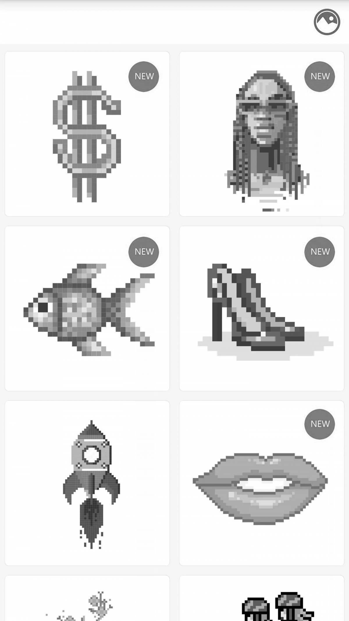 Complex pixel art coloring game