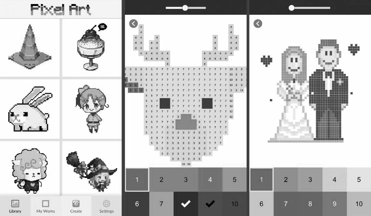 Pixel art coloring book