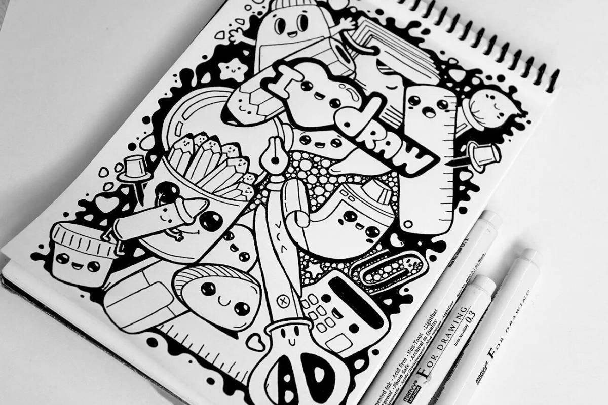 Incredible sketchbook coloring book with markers