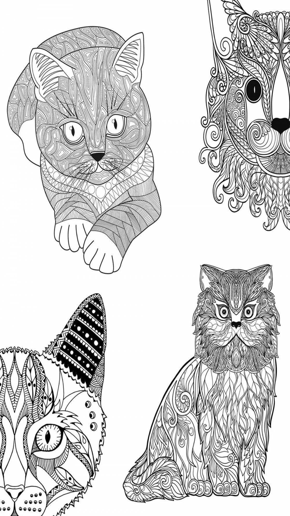 Glitter cat coloring page