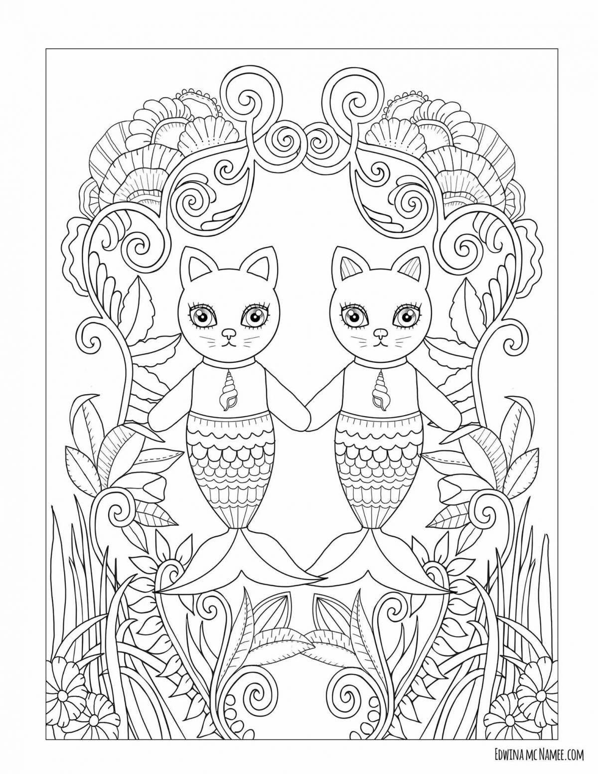 Cute cat coloring book