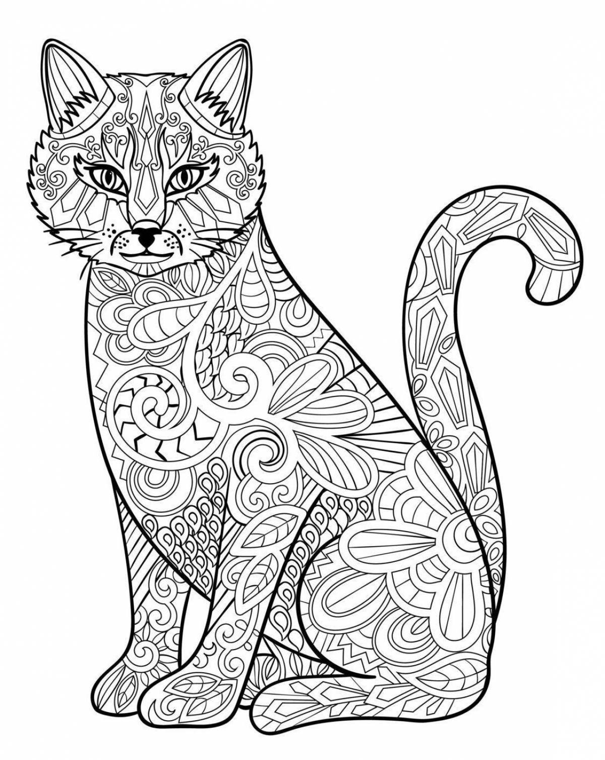 Раскраска элегантный кот