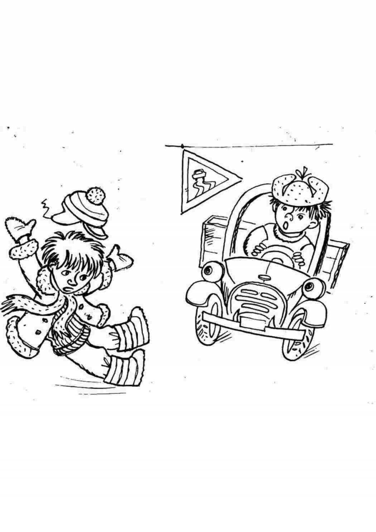 Coloring page funny winter safety rules