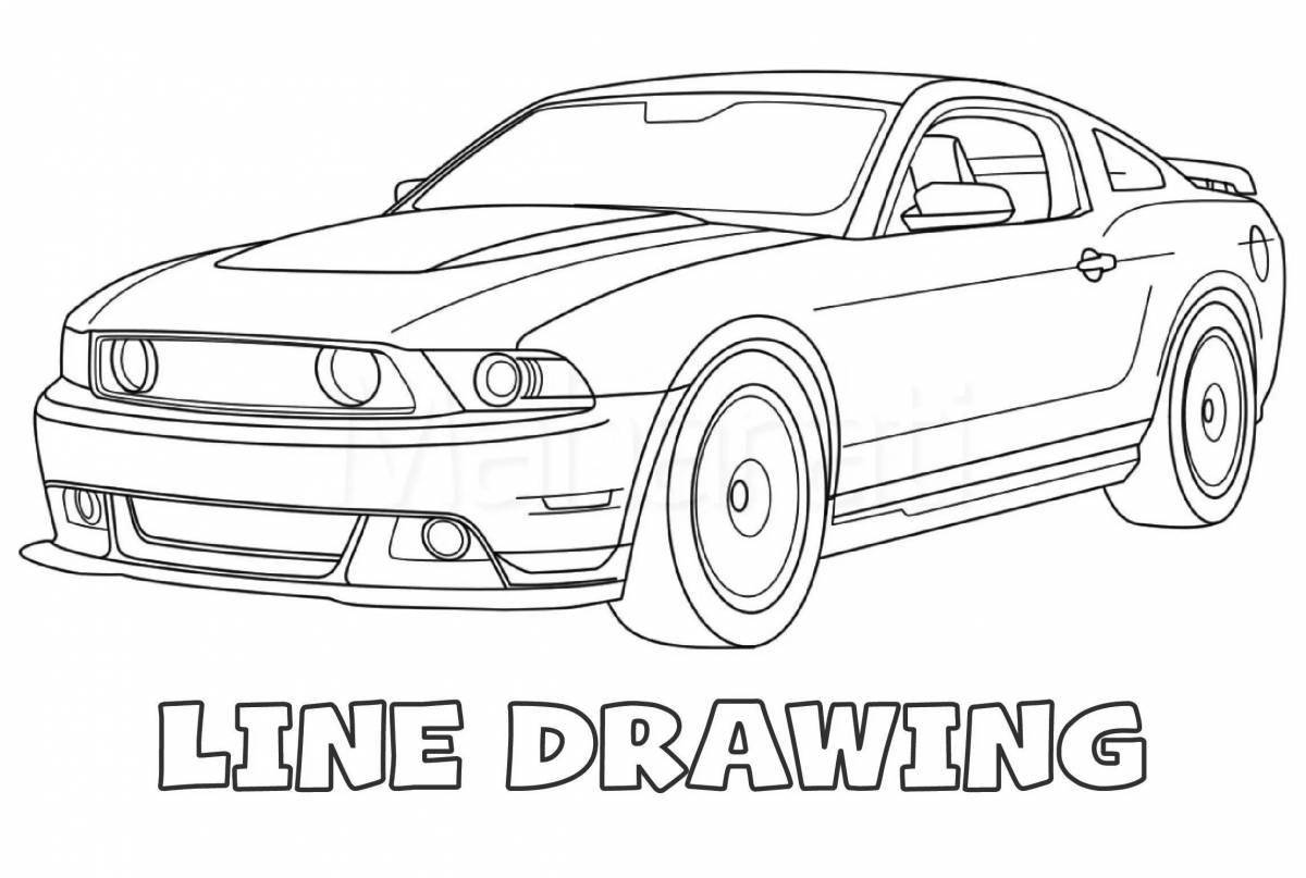 Colouring shiny ford mustang