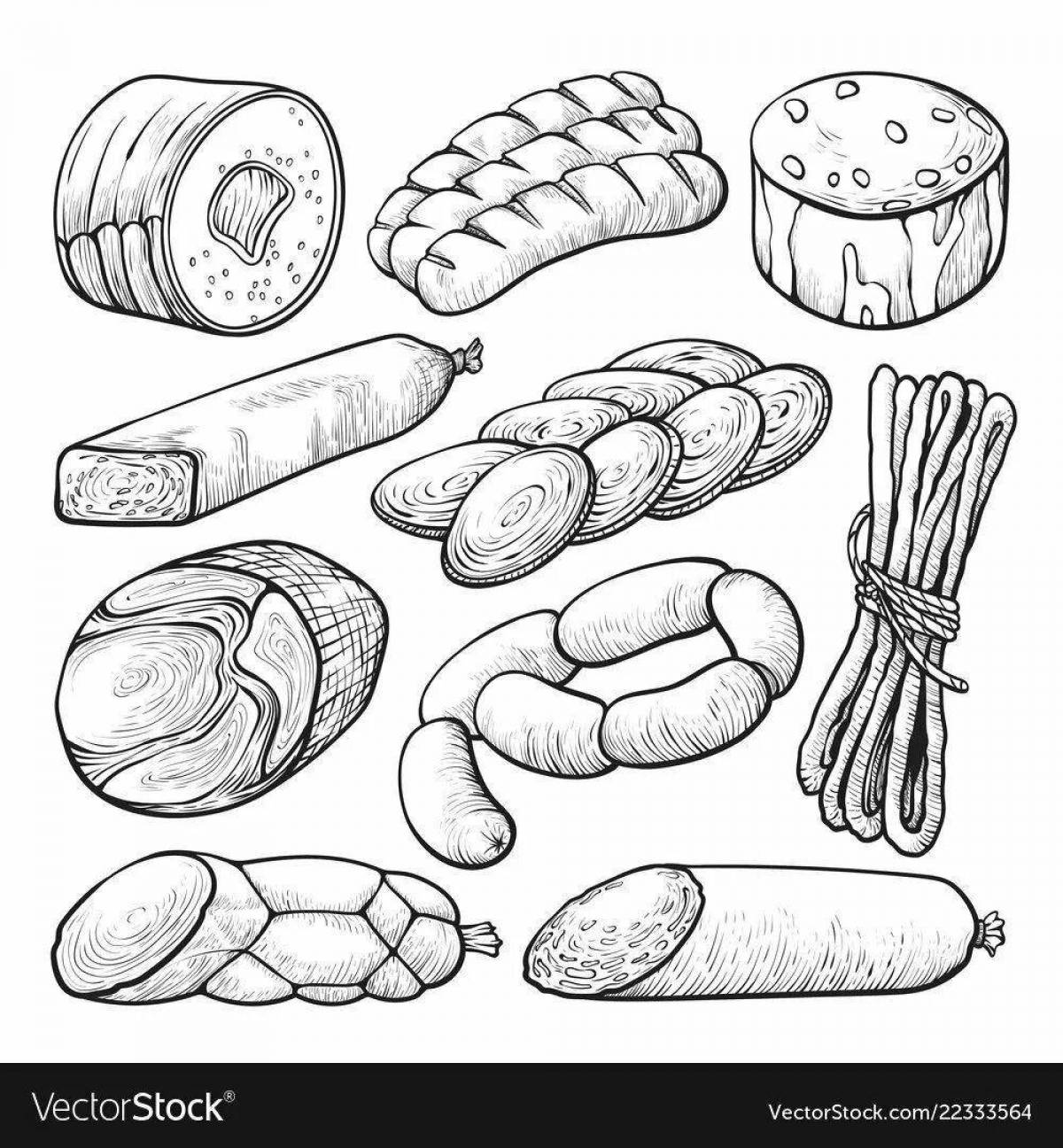 Adorable sausage coloring book for kids