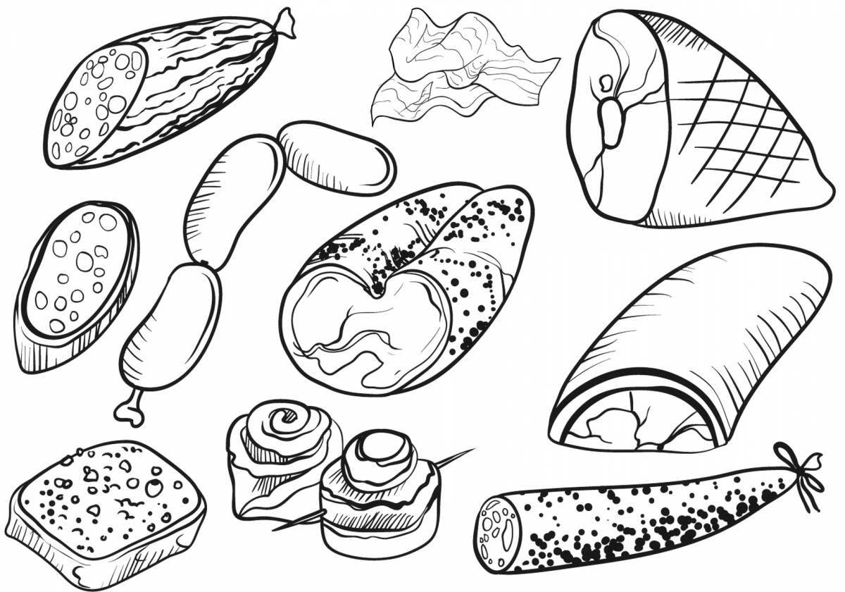 Cute sausage coloring book for kids