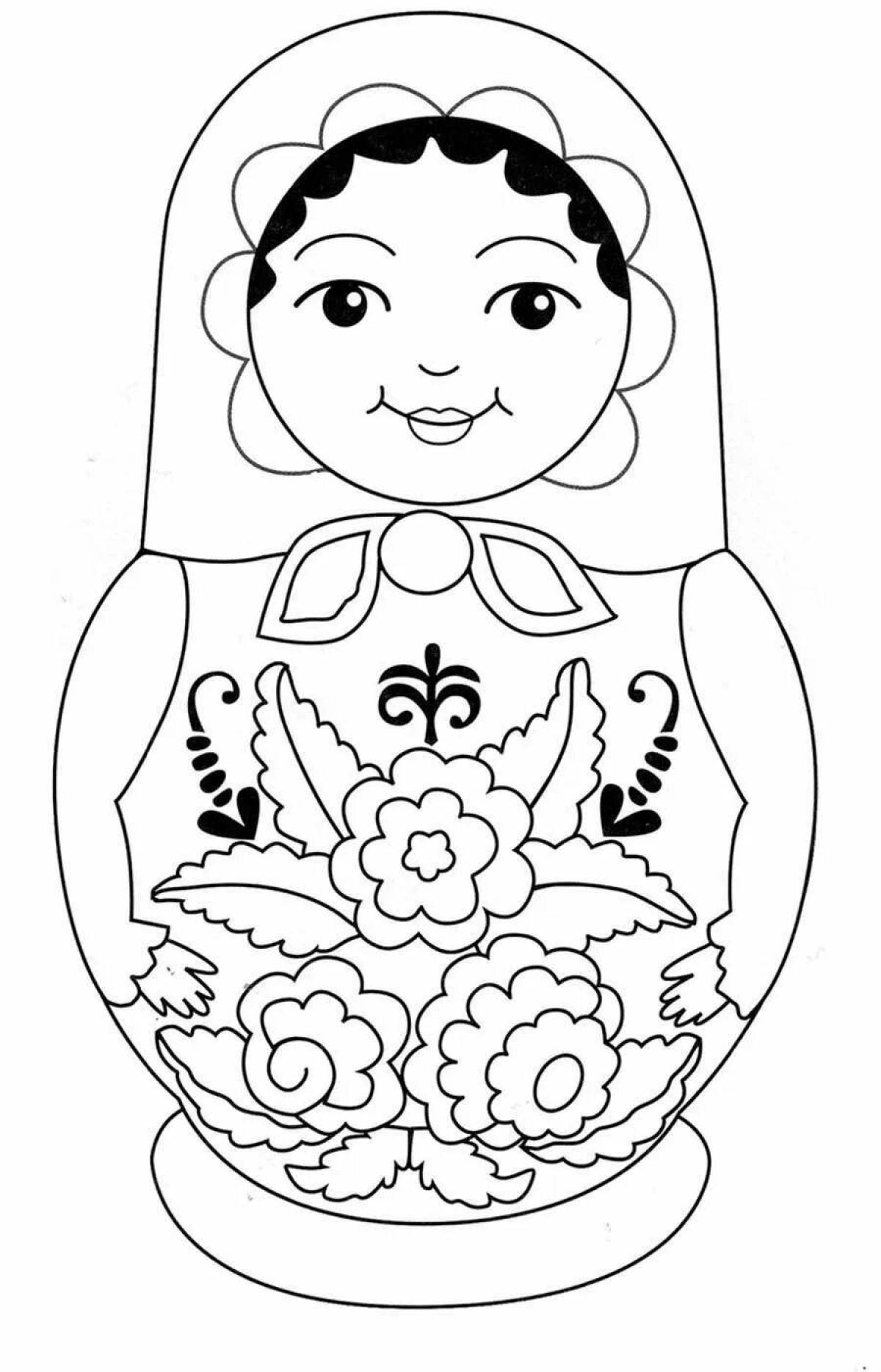Coloring bright matryoshka by numbers